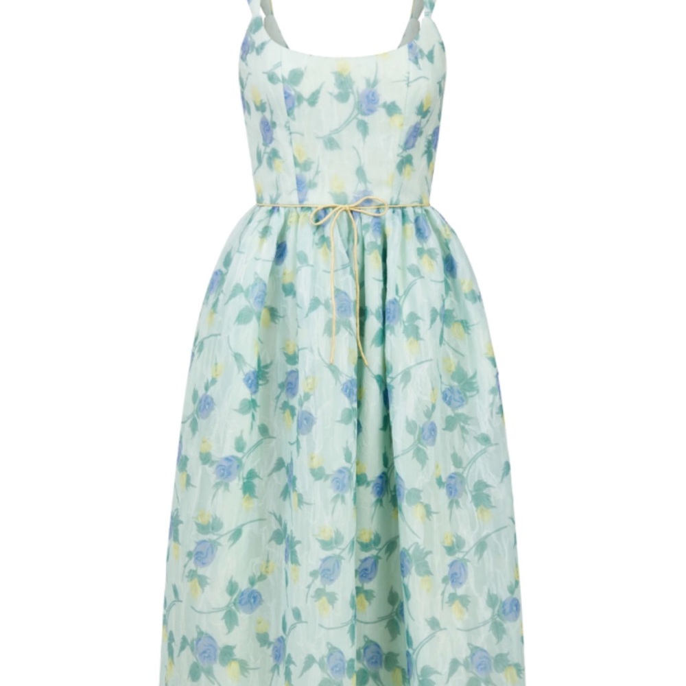Markarian Apple Floral Organza Midi Dress